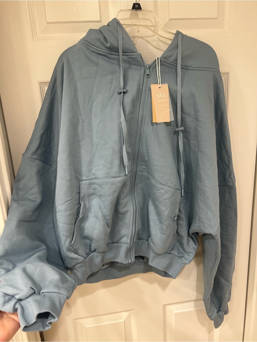NEW Popflex Dusty Blue Zip Cloud Hoodie in “Blue Storm” - Picture 5 of 9